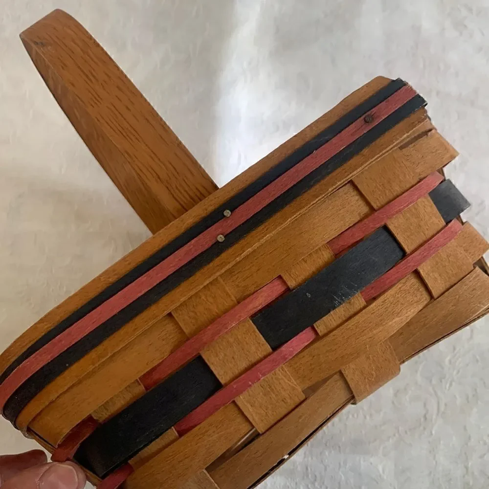 Basket w/Handle Henn Workshops Woven Wooden Hand Crafted Vintage